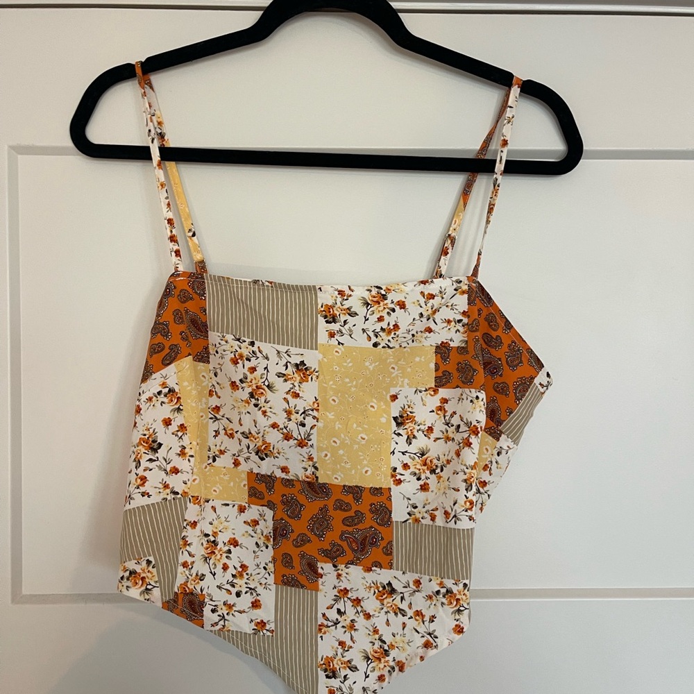 Patchwork Floral Bandana Spaghetti Strap Top